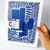 Coffee In Cobalt | A4 Art Print